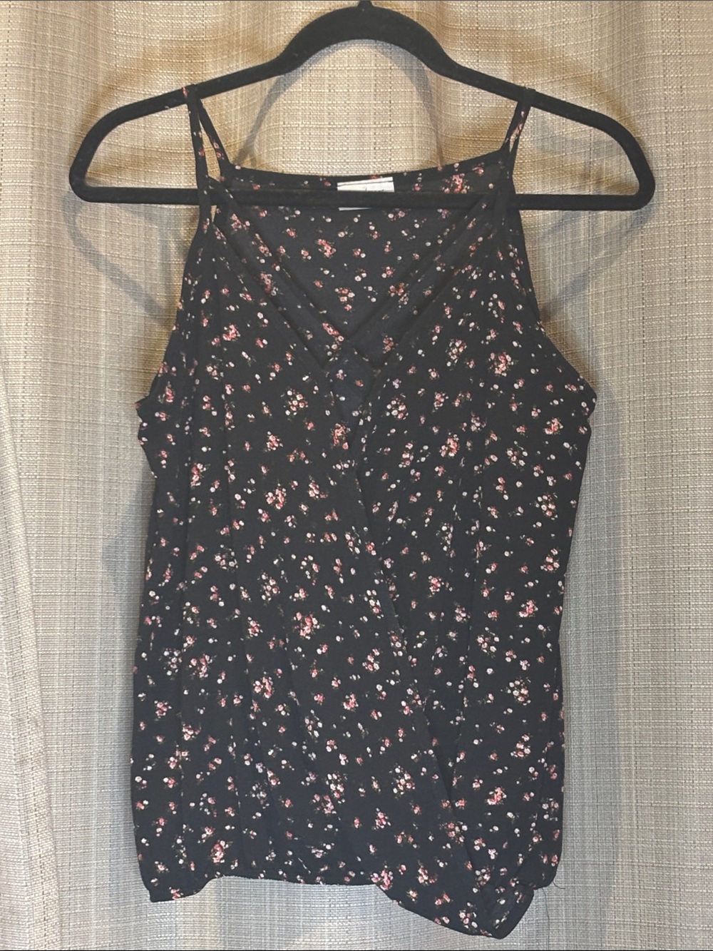 ⭐️ Free Kisses Black Floral Cami with Pink Blossoms